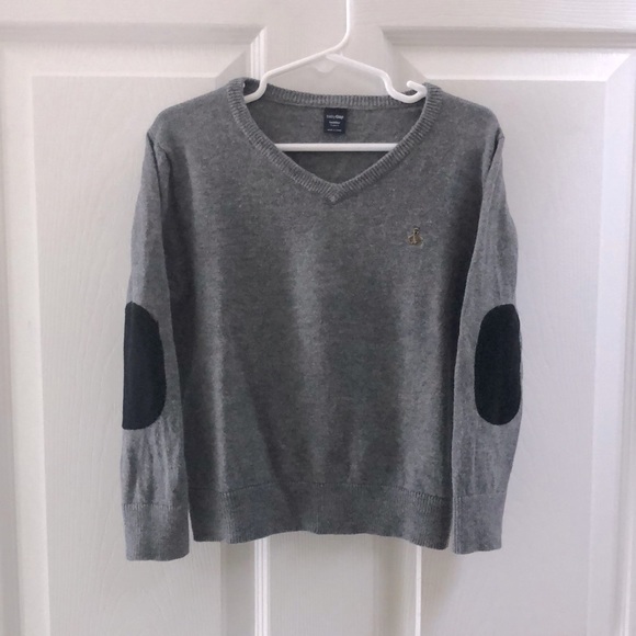 Vintage Gap Gray Sweater with navy Elbow Patches EUC - Picture 1 of 4